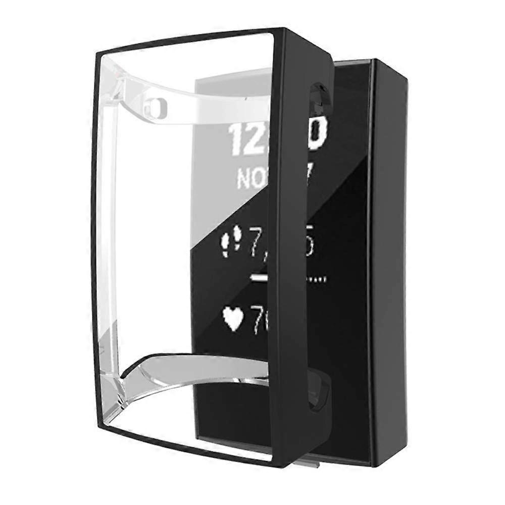 Screen Protector and Shockproof TPU Full Coverage Slim Protective Case Black for Fitbit Charge 3