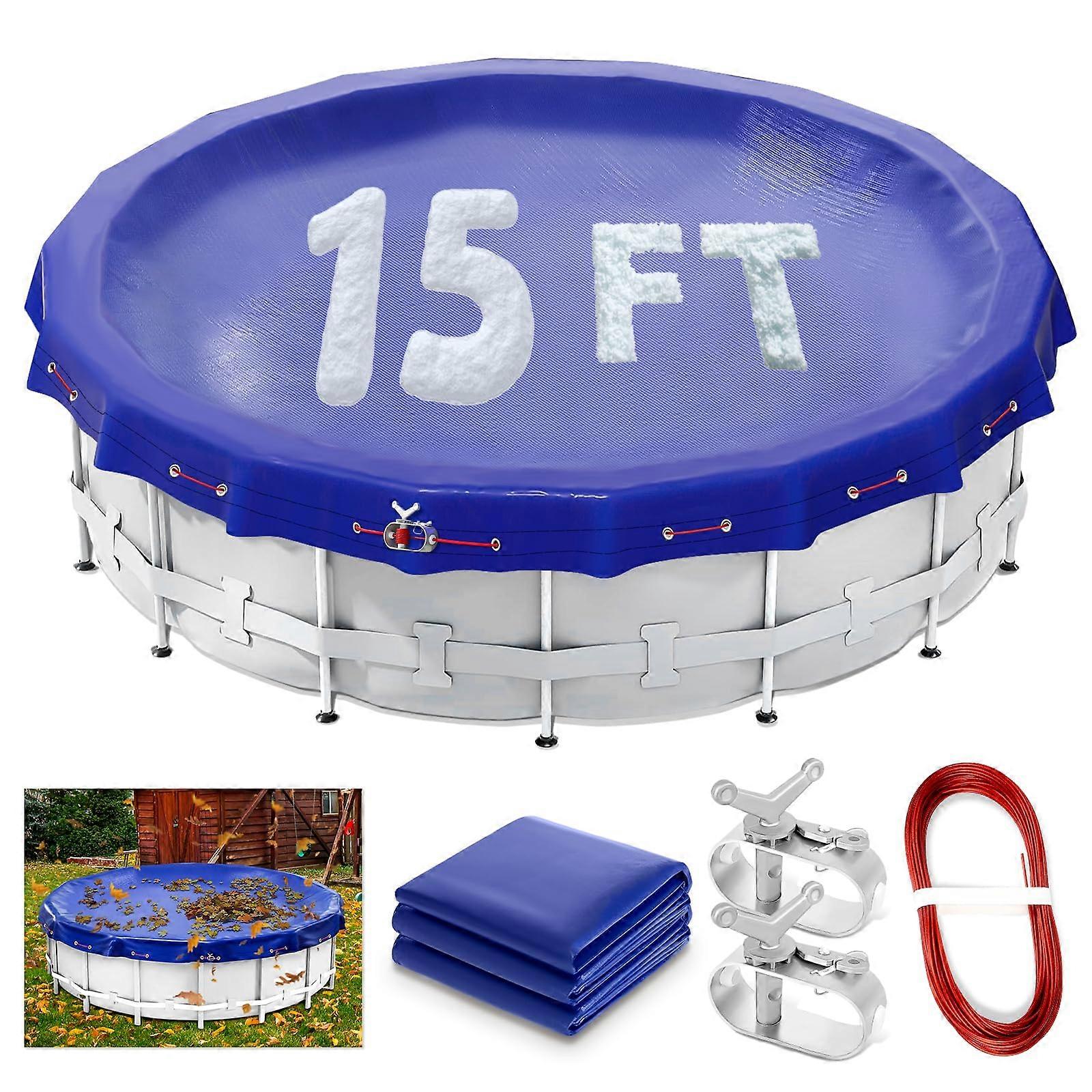 15 Ft Round Above Ground Winter Pool Cover Extra Thick ColdResistant UV Protected Durable
