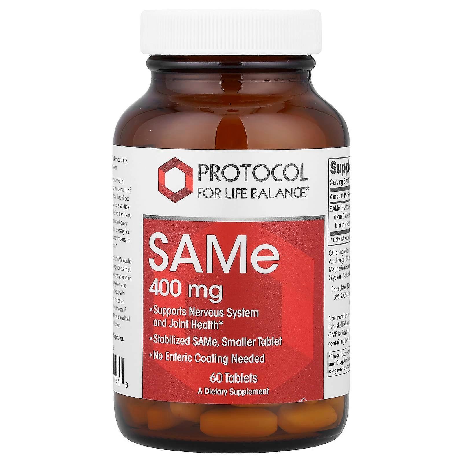 Protocol for Life Balance, SAMe, 400 mg, 60 Tablets