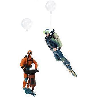 2Pcs Aquarium schwimmender Taucher Ornament Aquarium Dekoration Kunststoff Taucher Figur Aquarium Dekor