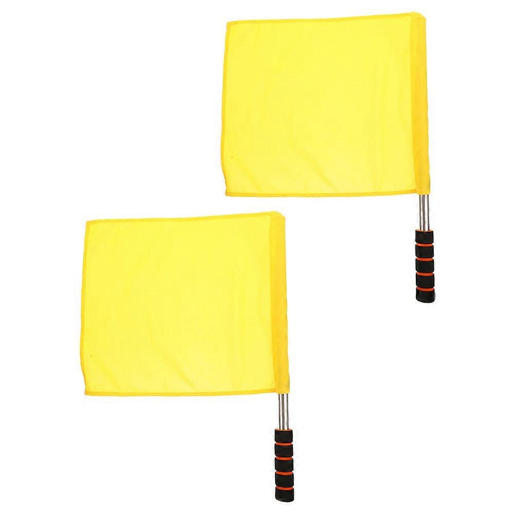 Traffic Flag Handheld Signal Flags for Referee Tools 2Pcs Yellow
