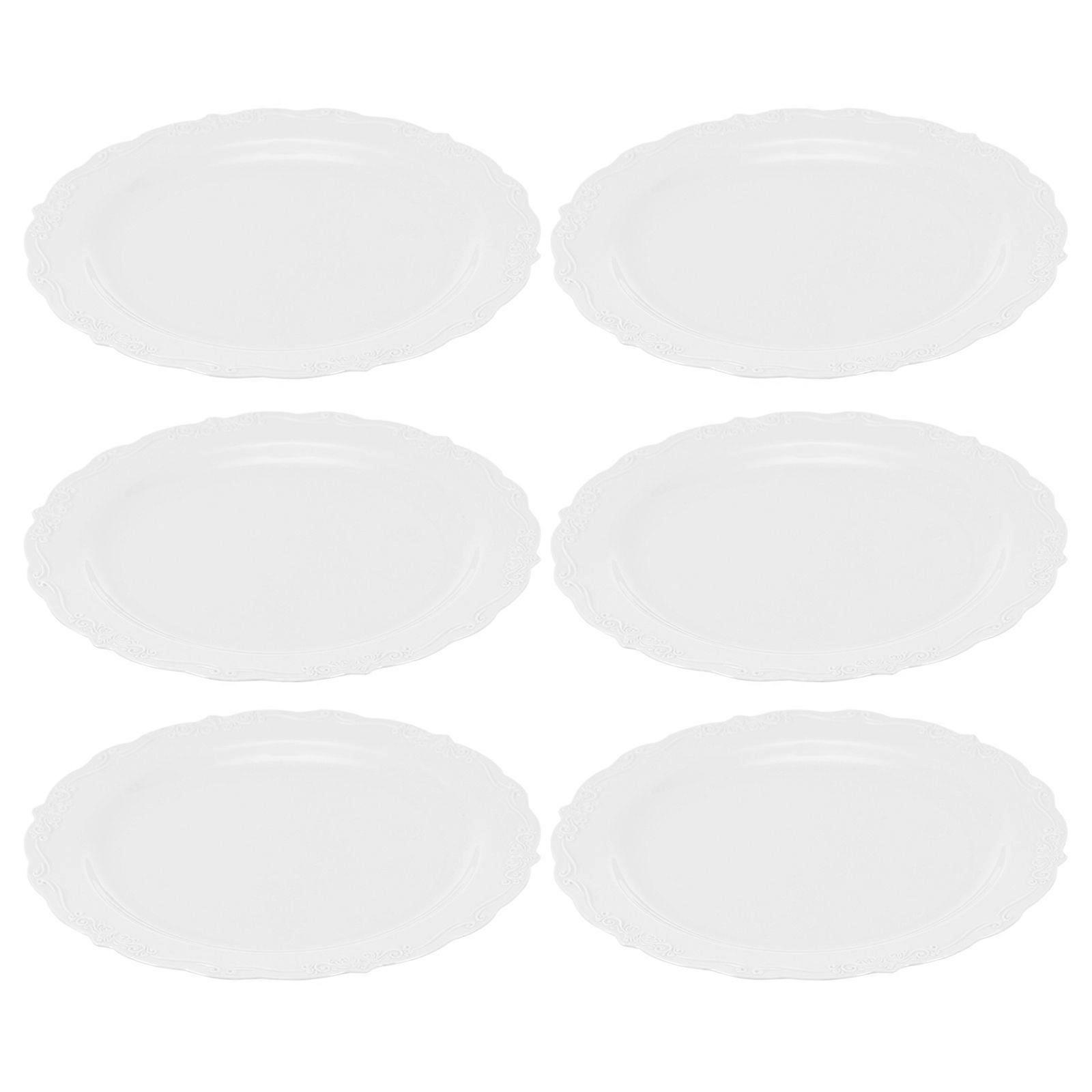 6pcs Practical Plastic Plates Round Shape Dish Tableware for Wedding Party Tray