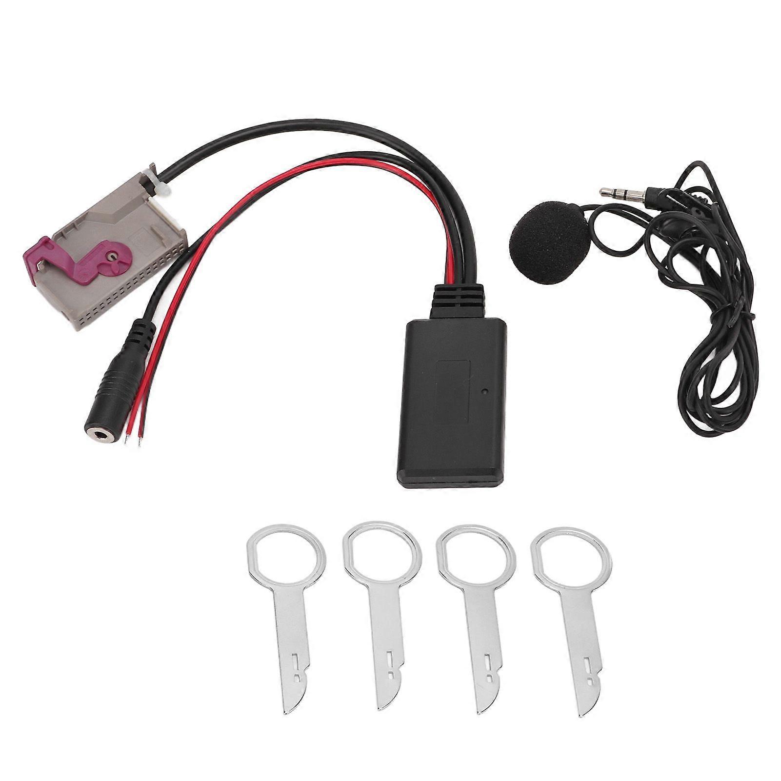 Car Wireless Adapter AUX Cable Bluetooth 5.0 with Hands Free Microphone Replacement for RNSE RNS E Host