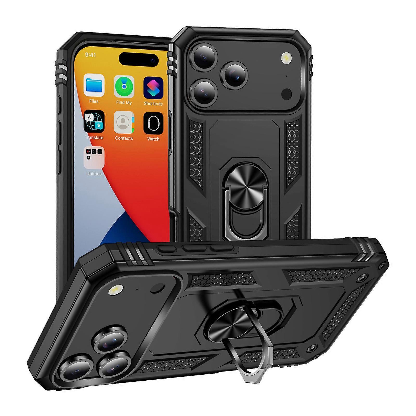 Funda compatible con iPhone 18 Pro, PC + TPU, con soporte.
