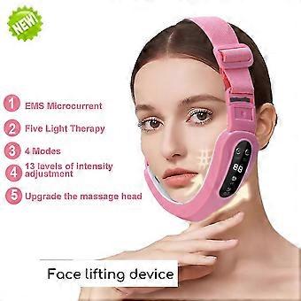 Microcurrent V Face Shape Face Lifting Ems Facial Slimming Massager Double Chin Remover Led Light Therapy Facial Lift Device