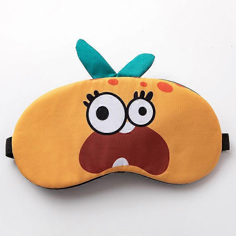 A sleeping mask with a yellow monster pattern