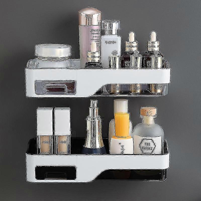 Bathroom Multi-function Drain Rack Bathroom Free Punching Wall-mounted Storage Rack-colour:brown