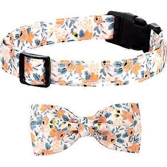 UBIUO Collier pour chien noeud papillon, Collier pour chien motif floral Noeud papillon Collier pour chien Collier pour chien moyen avec boucle réglable Fleur d’oranger M : Collier = (Longueur : 13.