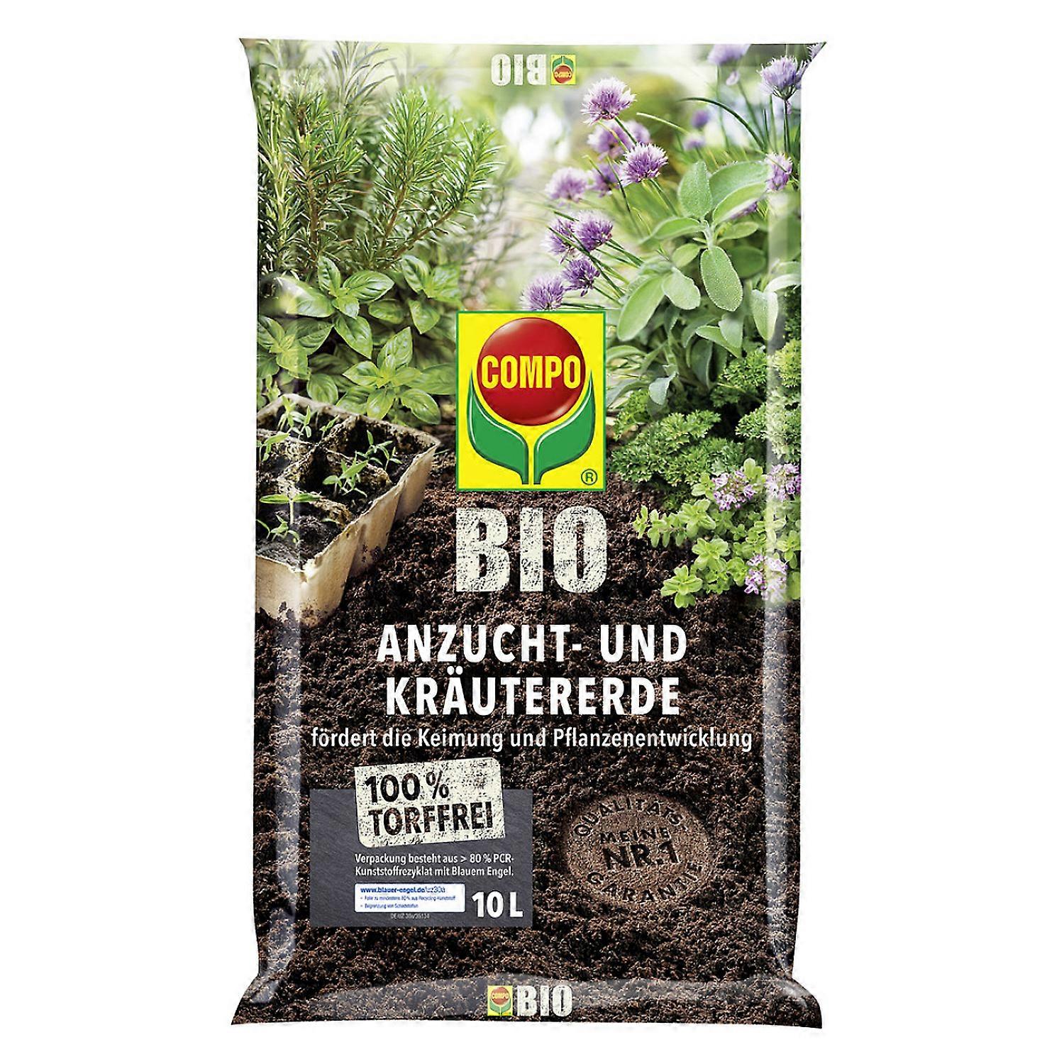 COMPO BIO 育苗和草本植物专用土，无泥炭，10 升
