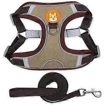 Braun, L Haustier Brust Geschirr Wildleder Katze Hund Geschirr Hund Leine Reflektierende Atmungsaktives Hundeseil