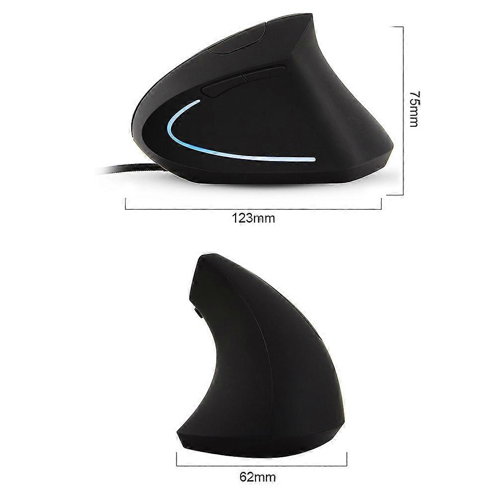 Black Wired Optical Vertical Mouse for Computer Use Ergonomic Design
