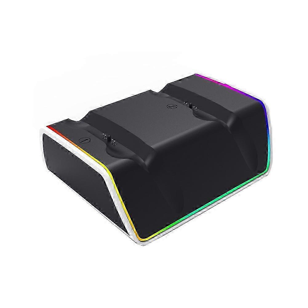 Wireless Controller Charging Base with RGB Fantasy Light Contact Double Charging Base compatible with PS5 Game Controller