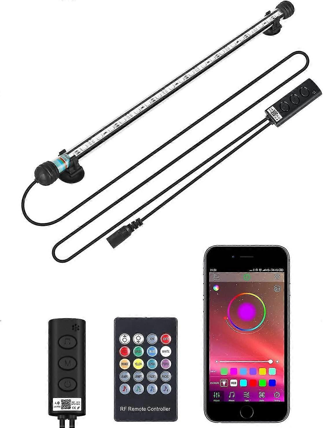 LED Aquarium Light,LED Fish Tank Light with Remote Controller+ APP Control (15'/38cm)
