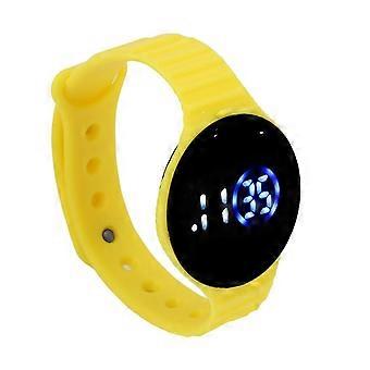 Kids Digital Watch Waterproof Silicone Watchband Scratch Proof LED Electronic Watch compatible with Students Yellow