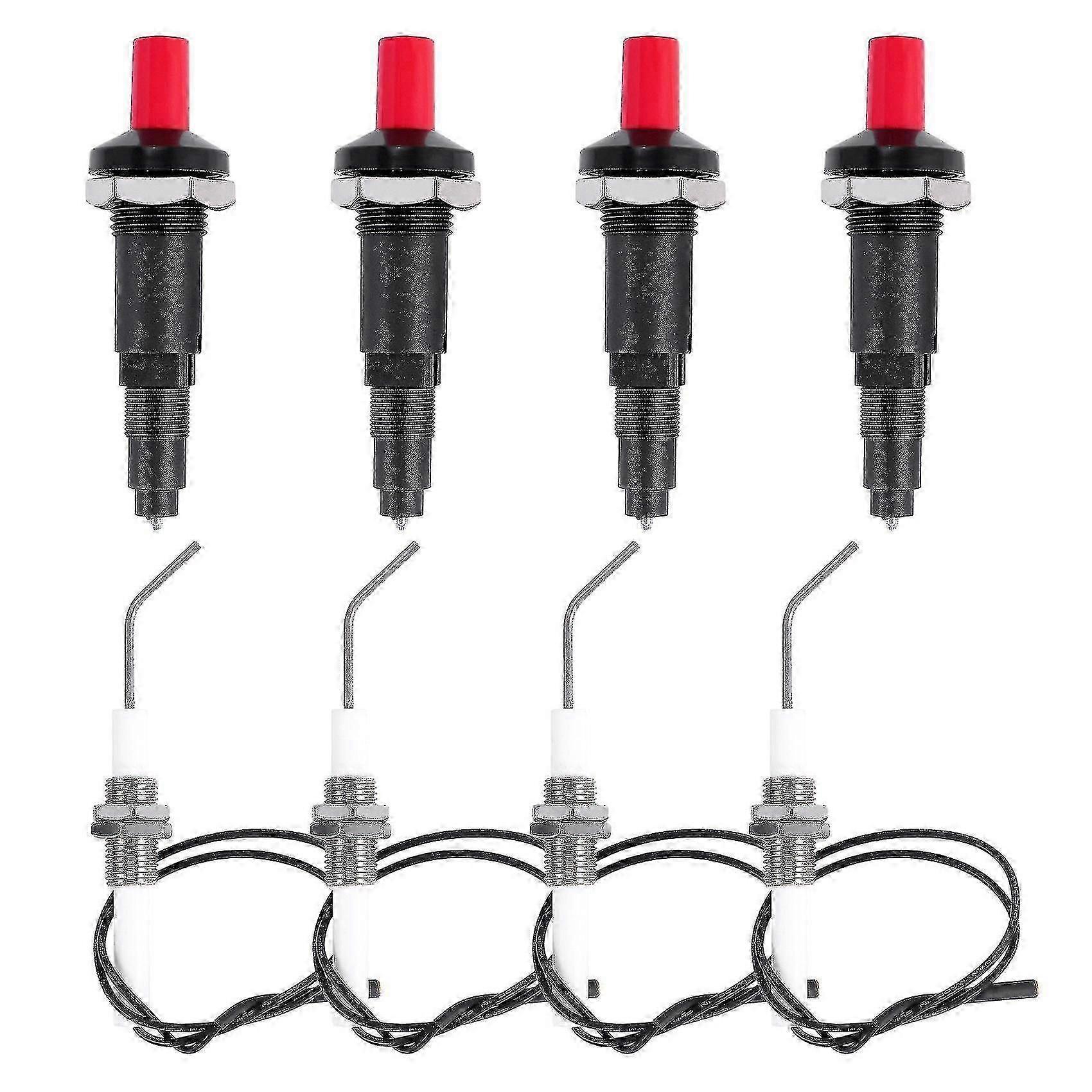 4 Pieces Propane Push-Type Piezo Igniter Kit with Threaded Ceramic Electrode Ignition Plug Wire 30 c [MI]