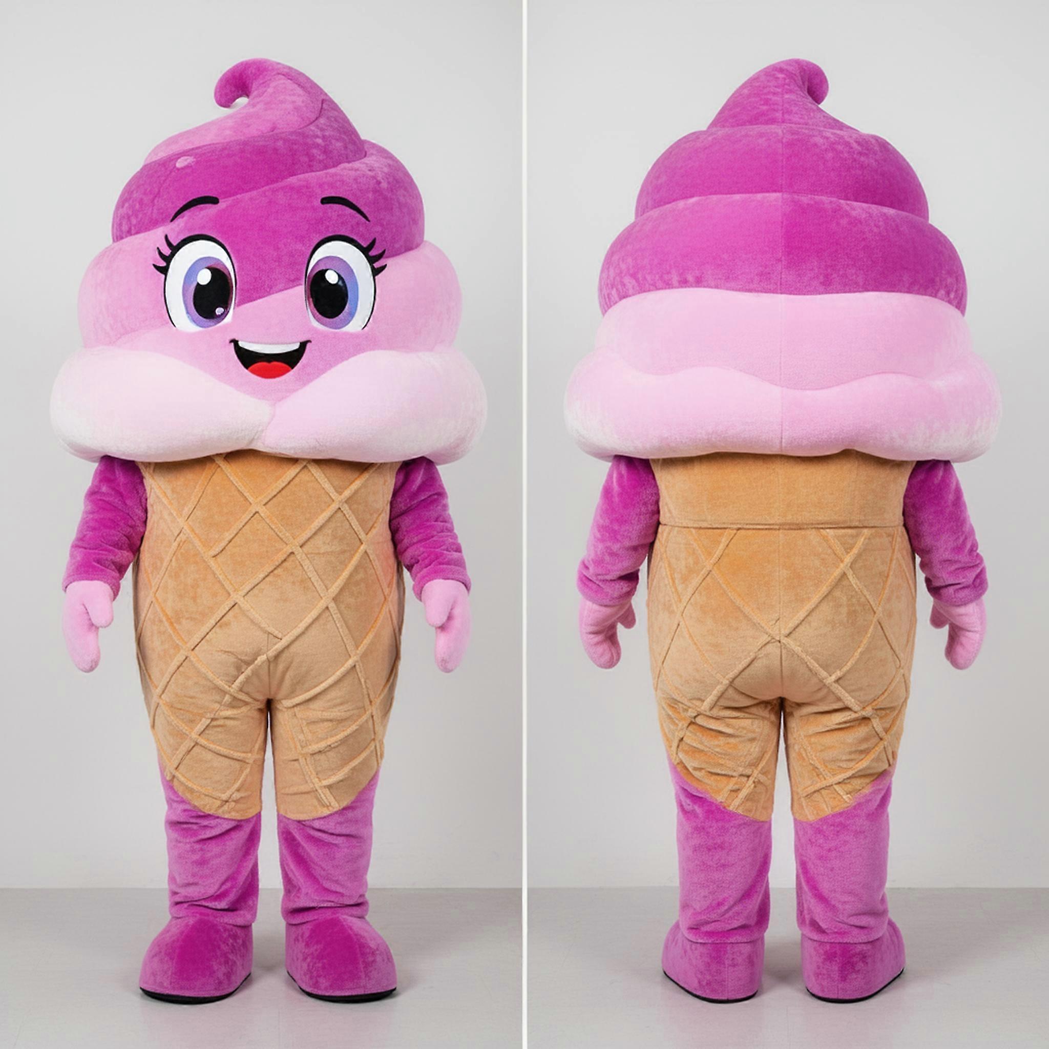 MASTICOT Magenta Plush Rounded Ice Cream Mascot