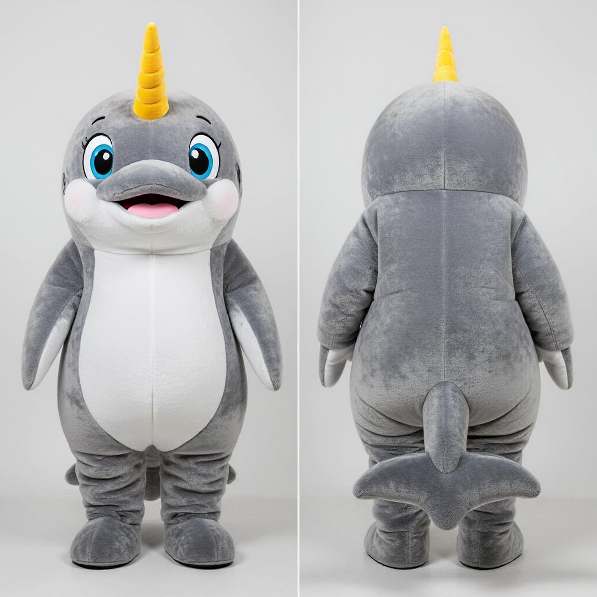 MASTICOT Gray Spiraled Horn Narwhal Mascot