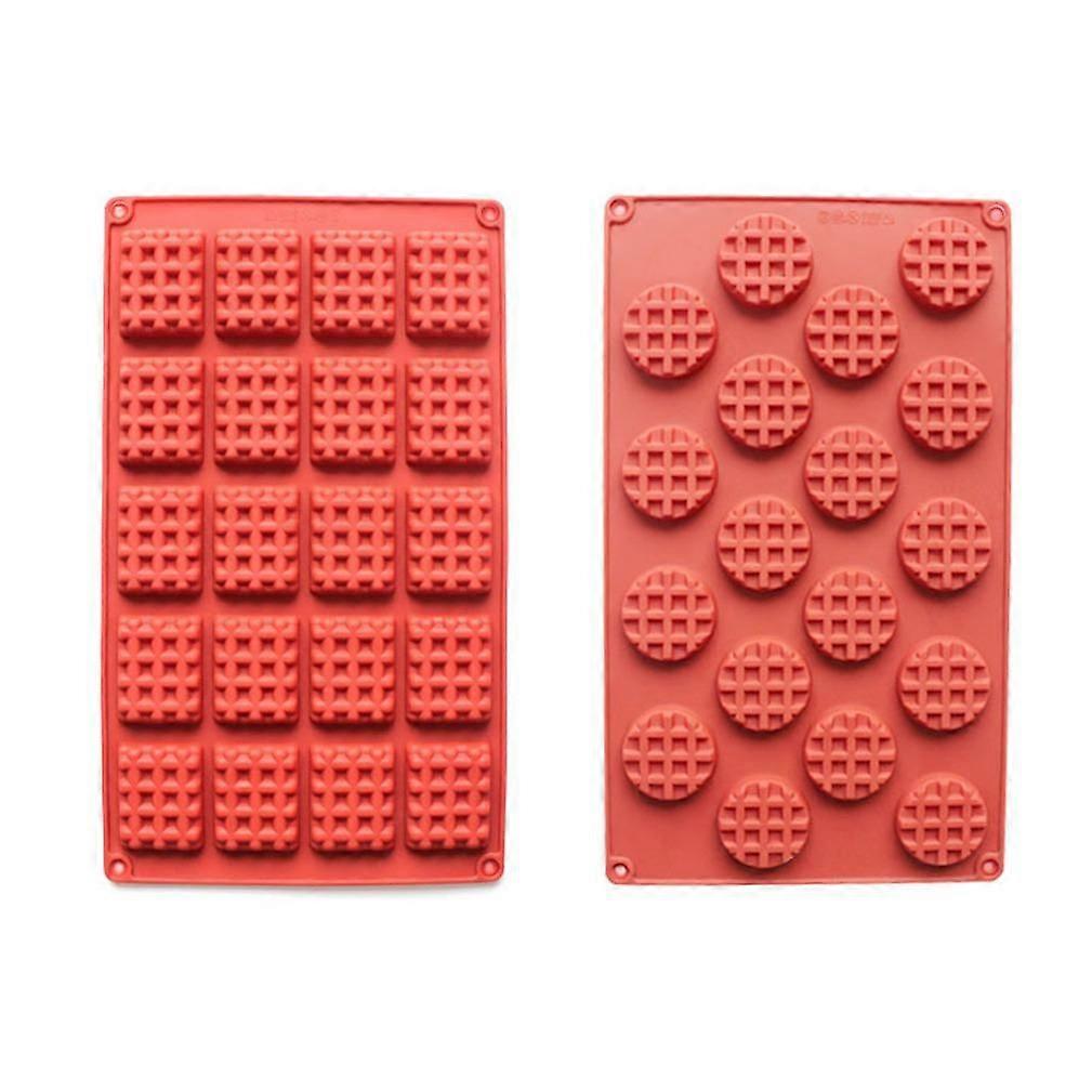 2pcs 18 Square DIY Kitchenware Baking Tray Waffles Shape Silicone Mold Biscuit Mold