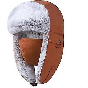 Waterproof Ushanka Trapper Hat With Ear Flaps, Detachable Face Mask For Cold Outdoor Use