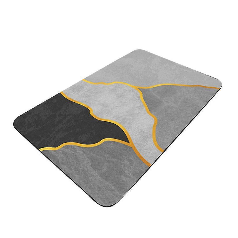 Machine-Washable Non-Slip Bathroom Mat Quick-Drying Stylish Golden Pattern
