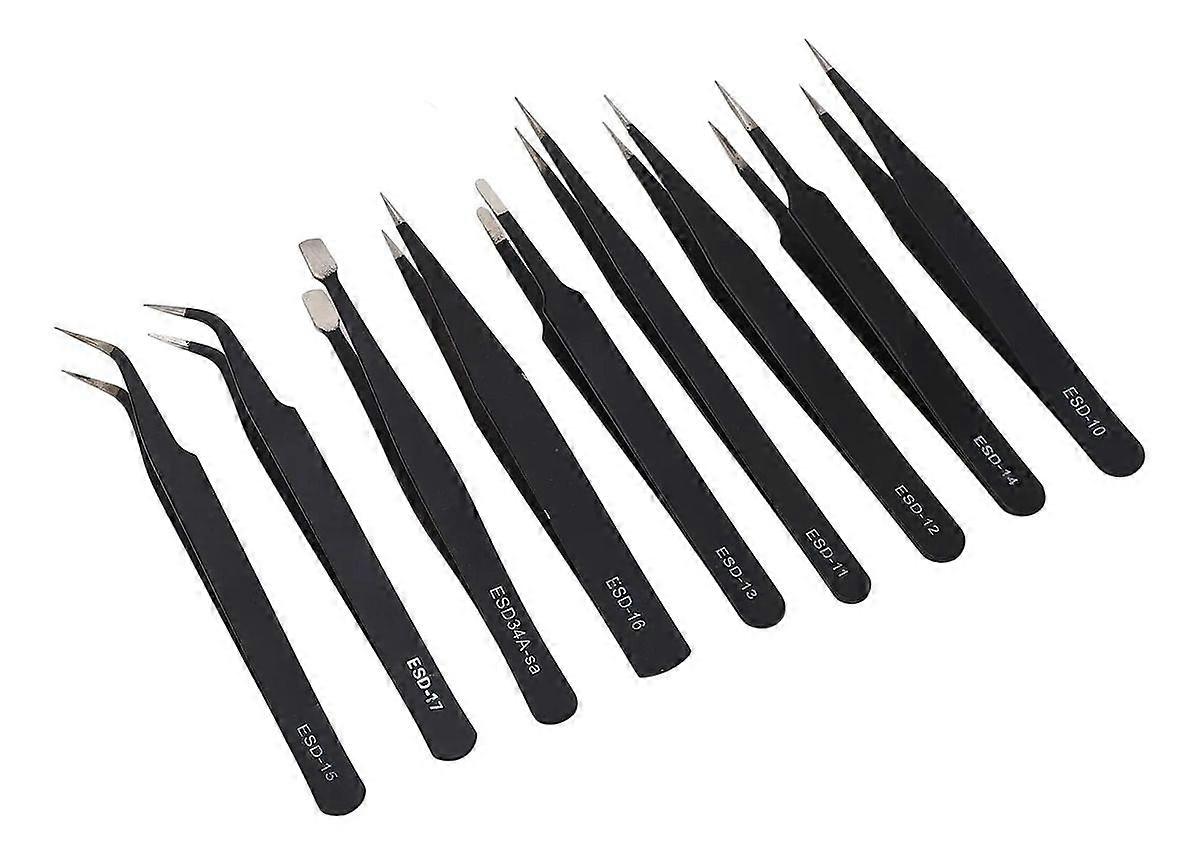 Multifunctional 9-Piece Anti-Static Tweezers Set