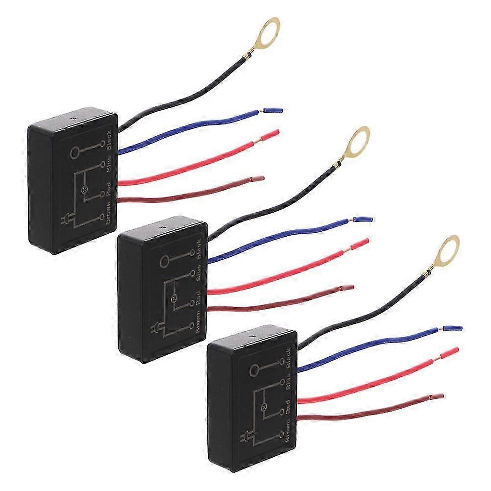 Touch Control Lamp Dimmer Switch, ABS Four-Level Dimming Sensor Replacement, Black, 3 Pcs