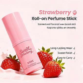 Portable Strawberry Scent Solid Perfume Stick, Natural Ingredient NonSticky Formula, LongWearing Sweet Fragrance Balm for Ladies Daily Casual Wear
