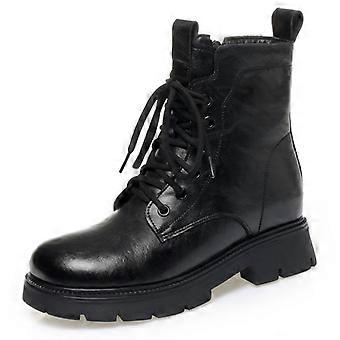 Britische Damen-Ankle-Boots aus echtem Leder – Herbst/Winter 2025, dicke Sohle, Innenfutter aus Samtwolle, warm und stilvoll.