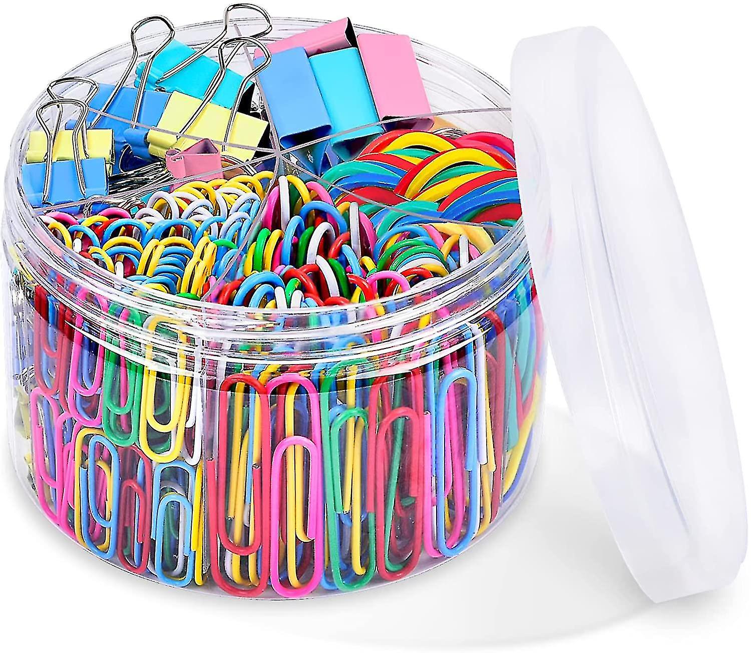Binder Clips Paper Clips,  Colored Office Clips Set With Paper Clamps Paperclips Rubber Bands For Office And School Supplies