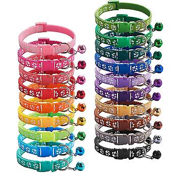 19pcs Puppy Id Collars With Bell Adjustable 19-32cm, Soft Nylon Adjustable Reflective Identification Collars For Newborn Pets