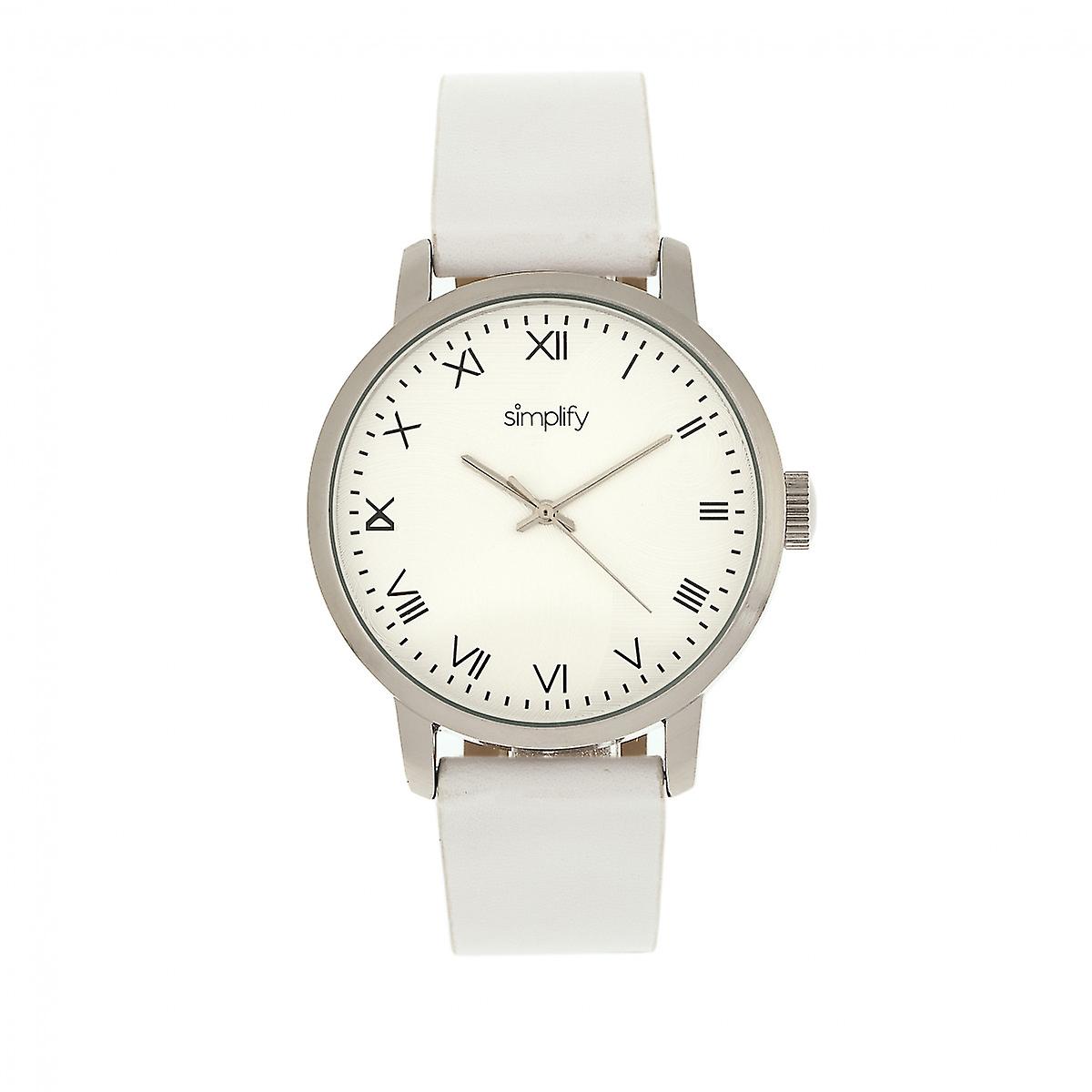 Simplify The 4200 Leather-Band Watch - White