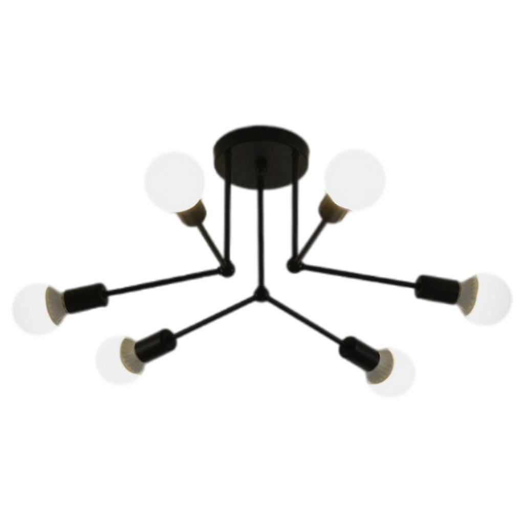 Modern Ceiling Light Matte Black Finish Retro Look 6-Light  Gold