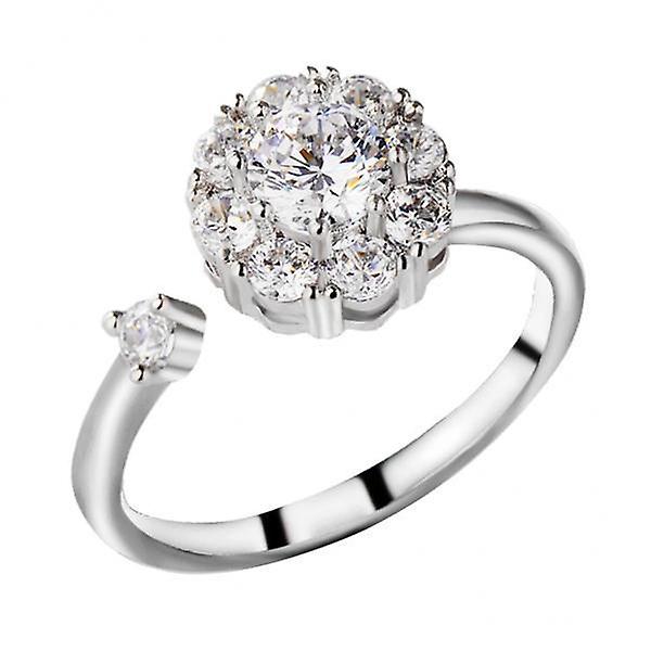 7xWomens Rotating Engagement Wedding Cubic Zirconia Ring Open Adjustable Ring