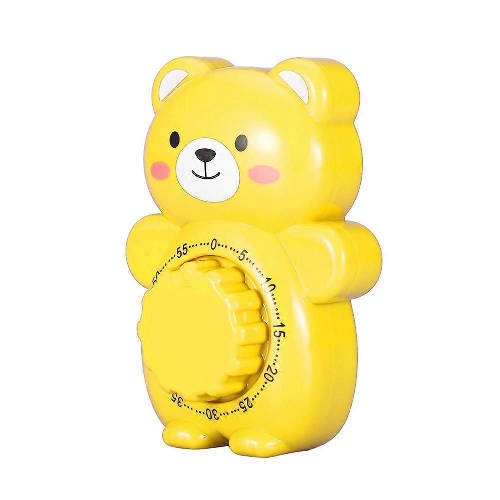 Mechanical Cooking Timer Cartoon Bear Shape Kitchen Manual Alarm Counters(Yellow)