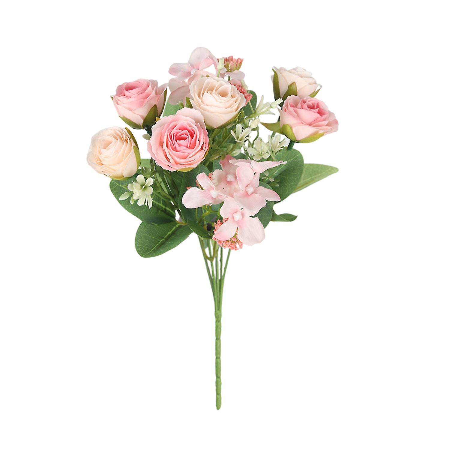 Artificial Flower Multiple Heads Long Branch Green Leaves Fade Resistant Easy Care DIY Non-withered