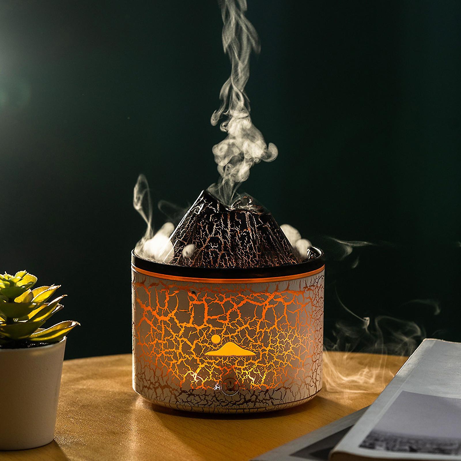Aromatherapie etherische olie diffuser, 180ml Cool Mist Diffuser / luchtbevochtiger met vlam en vulkaan 2 Mist Mode Timer & Automatische Uitschakeling
