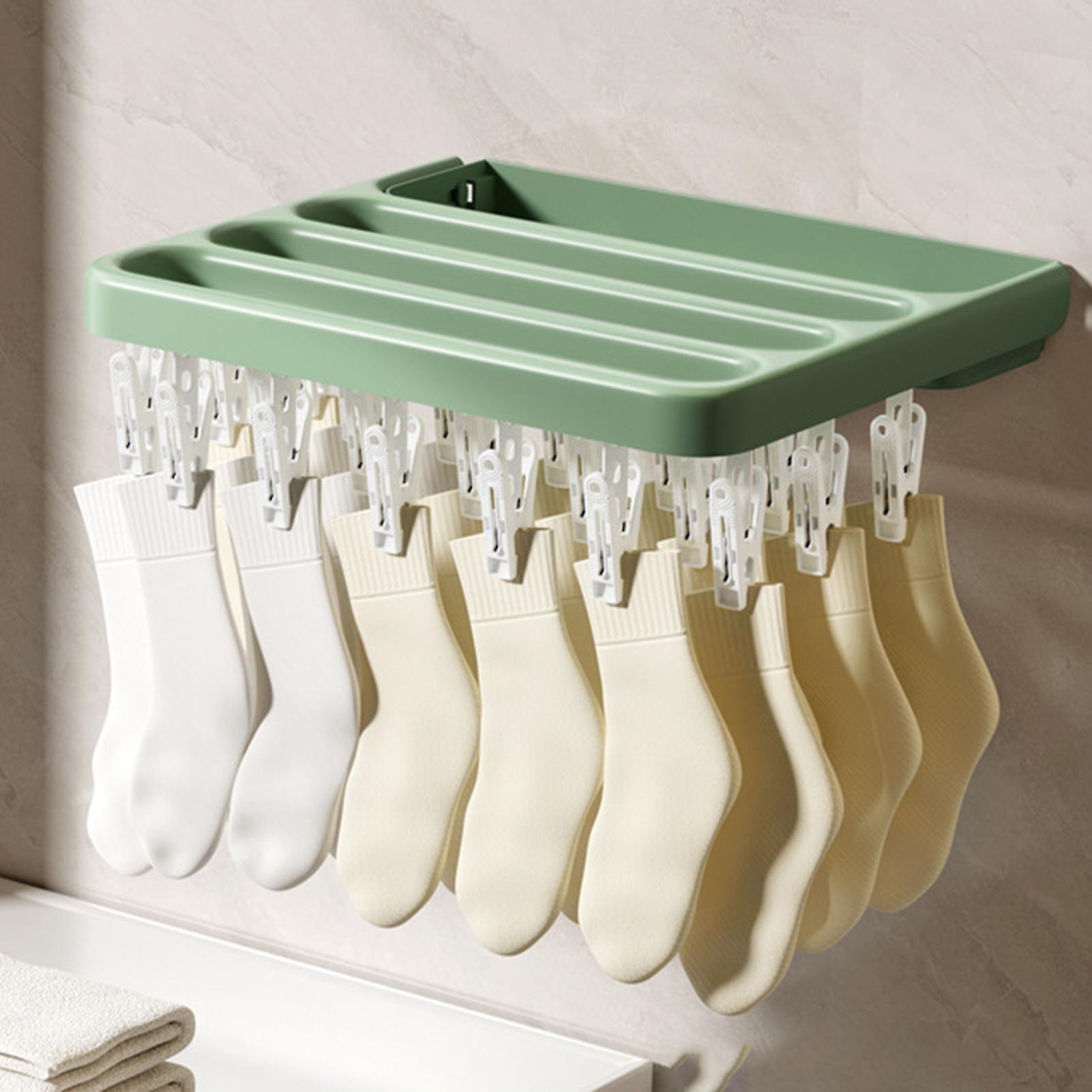 Wall Mounted Clothes Hanger Retractable Clothes Drying Rack for Hanging Socks Underwears