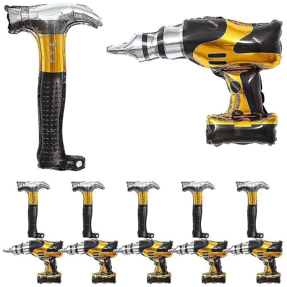 12pcs Theme Party Palloncino decorativo gonfiabile martello palloncini trapano palloncini strumento di riparazione palloncino