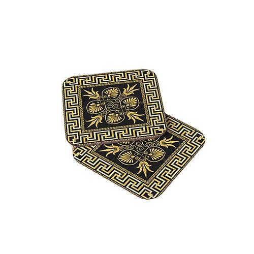 Greek Ornament Design Wood Coasters Set