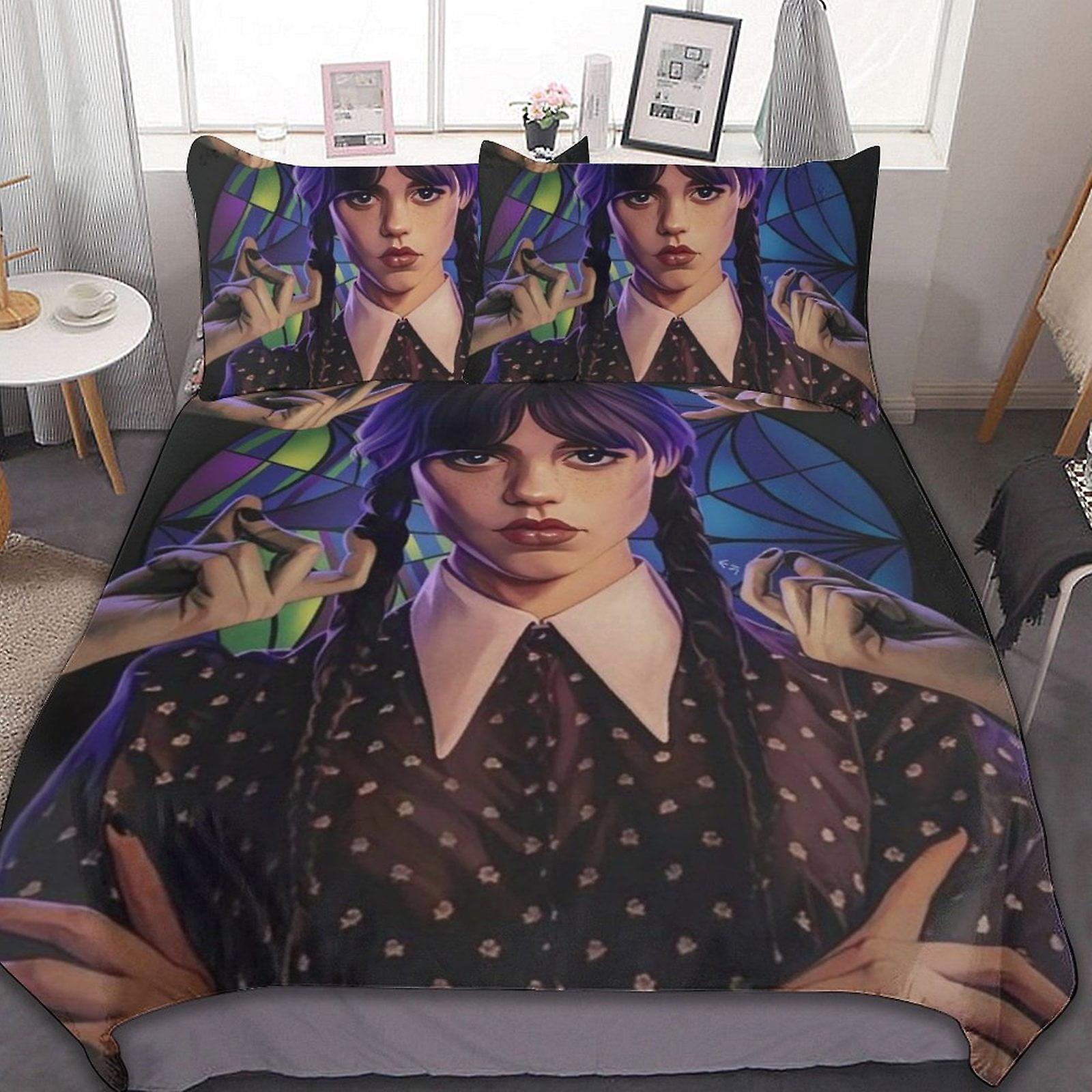الأربعاء Addams 3 قطع ملاءات السرير مجموعة تنفس غطاء لحاف مع 2 وسادة شام لينة جميع الفصول مجموعة الفراش