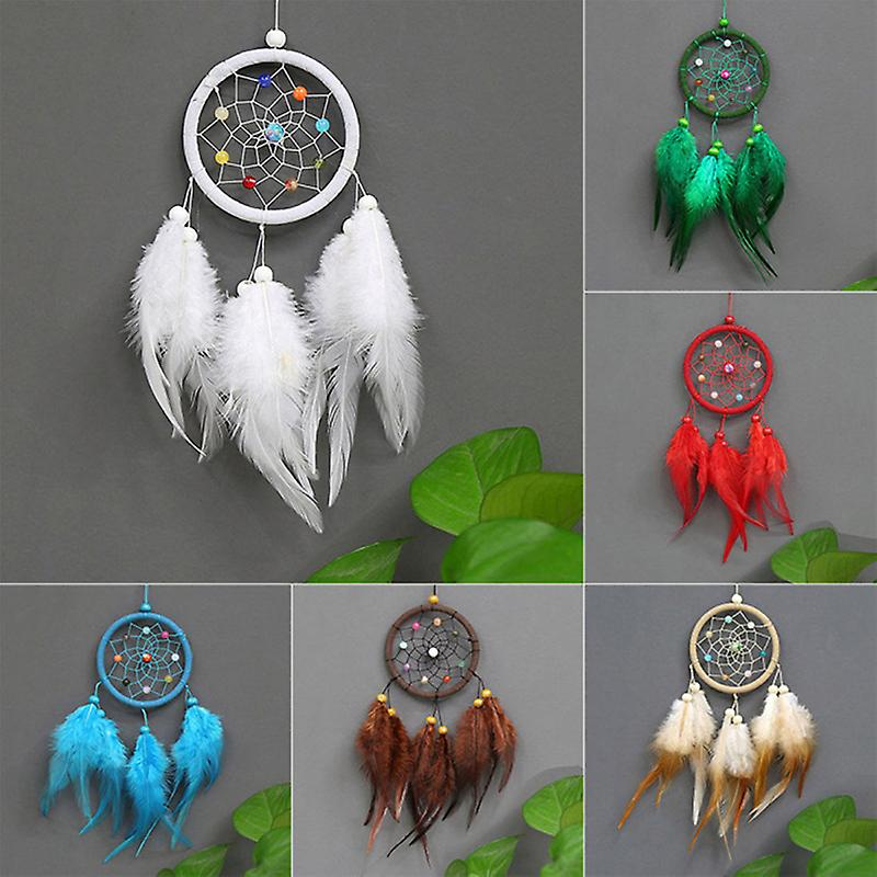 Handmade Dream Catcher Hanging With Rattan Bead Feathers Wall Car Decor Ornament