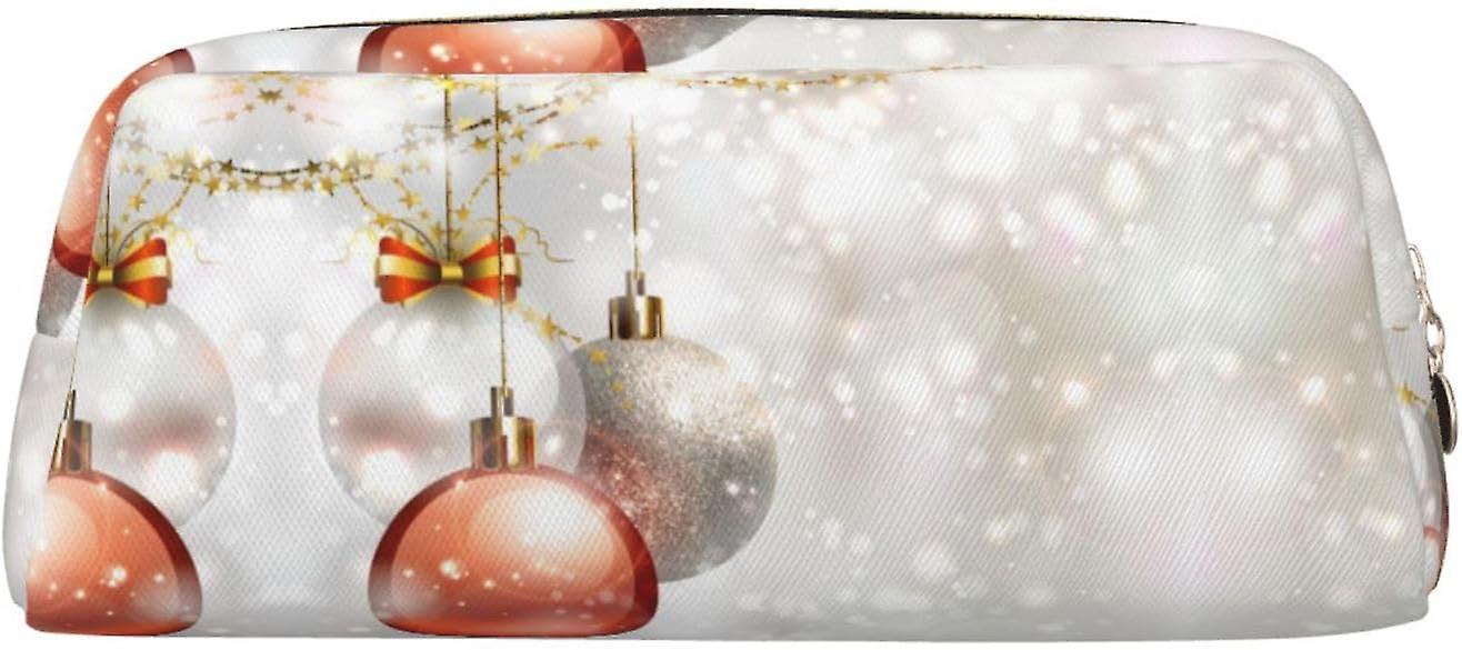 FS1972 كرات عيد الميلاد طباعة حقيبة قلم رصاص ، جلد أنيق لحقيبة قلم رصاص