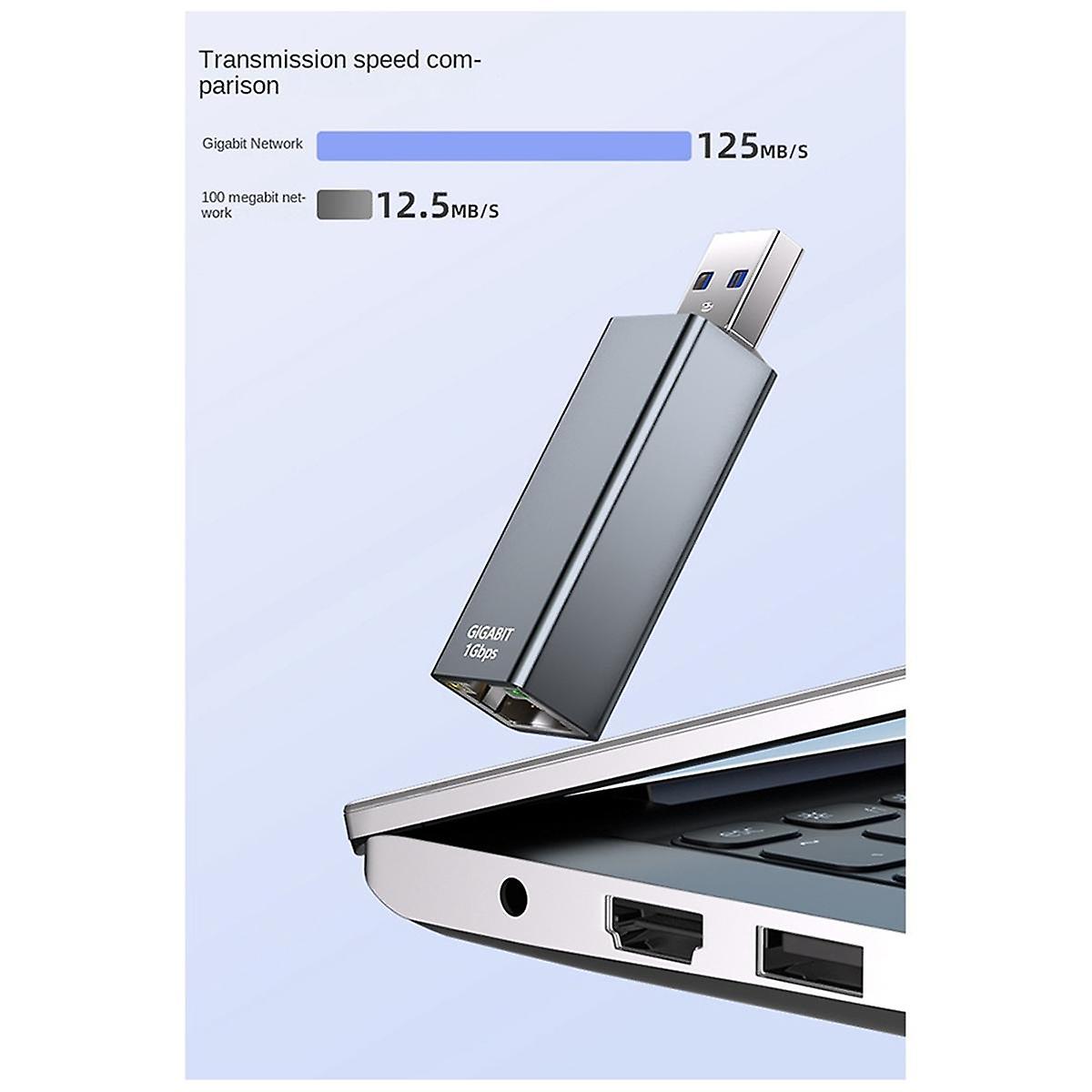 USB 3.0 to Gigabit Ethernet Adapter USB to RJ45 Ethernet Adapter Applicable to Laptops and Desktop Computers