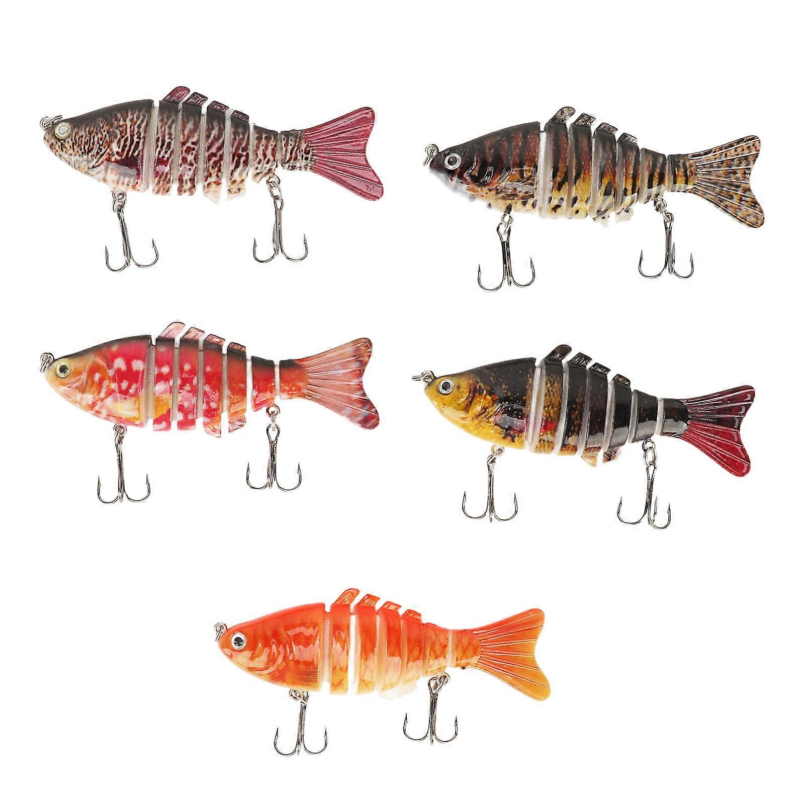 5PCS Mehrgelenkige Angelköder 7 Segmente lebensechter Swimbait Harter Angelköder mit Aufbewahrungsbox für Süß- und Salzwasser