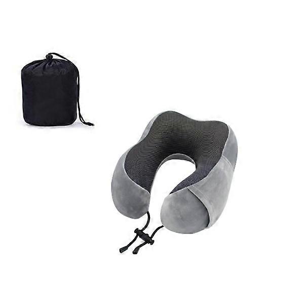 Travel pillow, neck pillow with memory foam for travel or flight (grey)