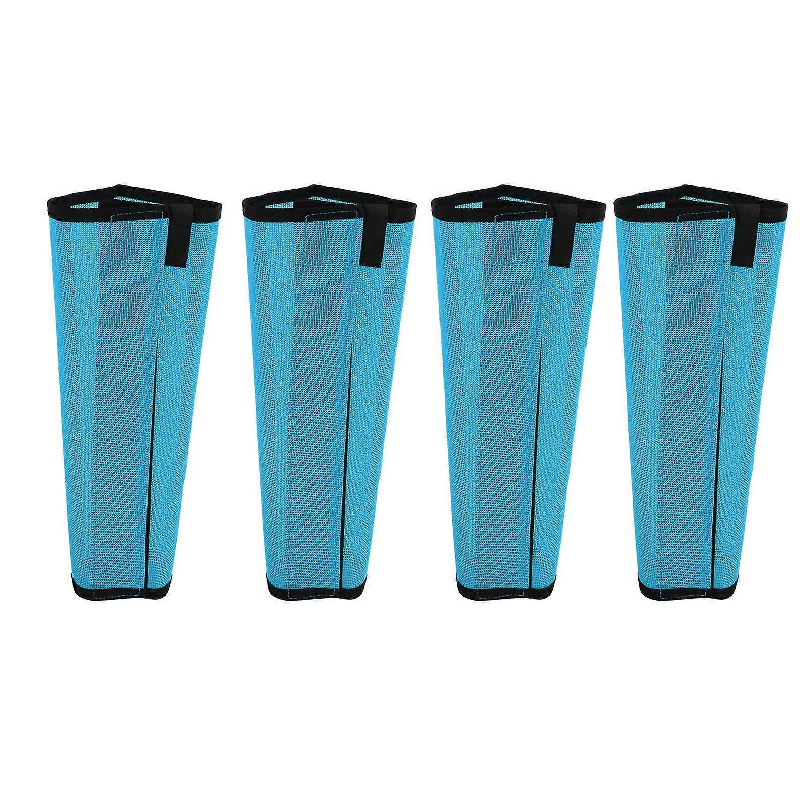4Pcs μπότες μύγας αλόγων που αναπνέουν άνετες ανθεκτικές στο δάκρυ λεπτό πλέγμα προστατευτικό κολάν μύγας αλόγων φρουροί ποδιών μπλε