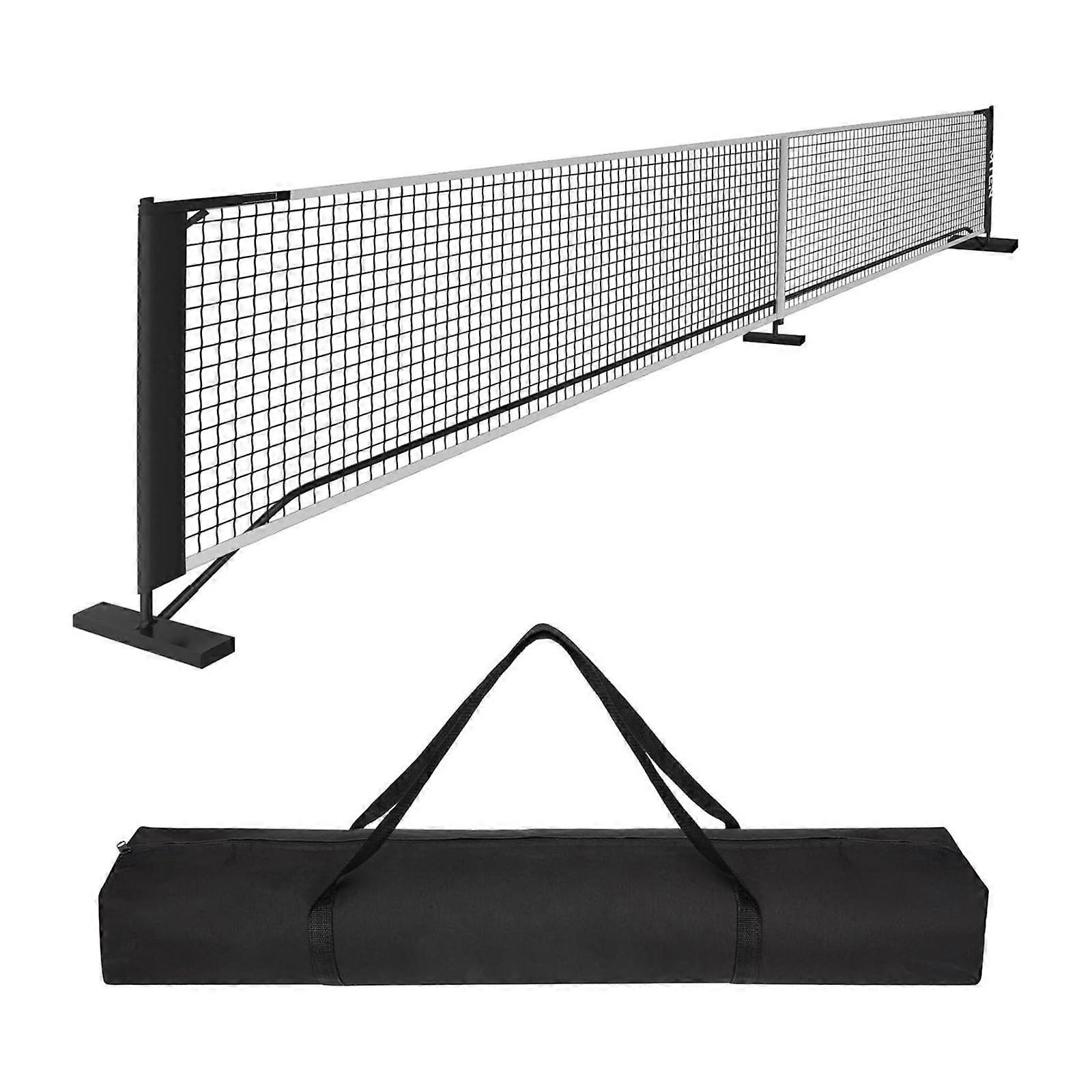 Portable Pickleball Net Set 22ft Regulation Size Iron Frame Driveway Matches Black