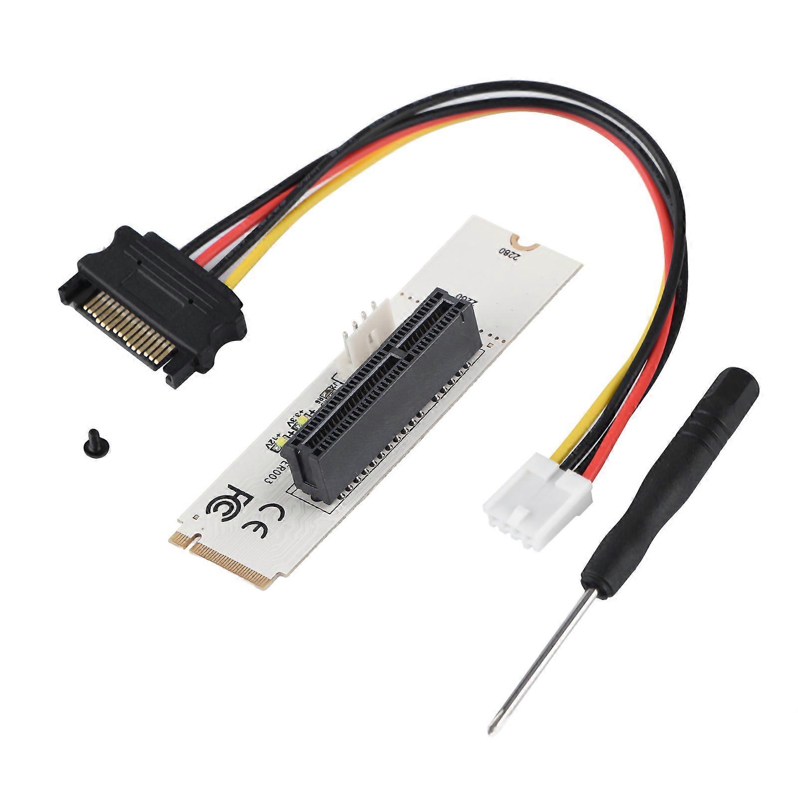 NGFF M.2 Key M to PCI-E Express 4X Riser Card Adapter w  LED Voltage Indicator SATA Power Cable