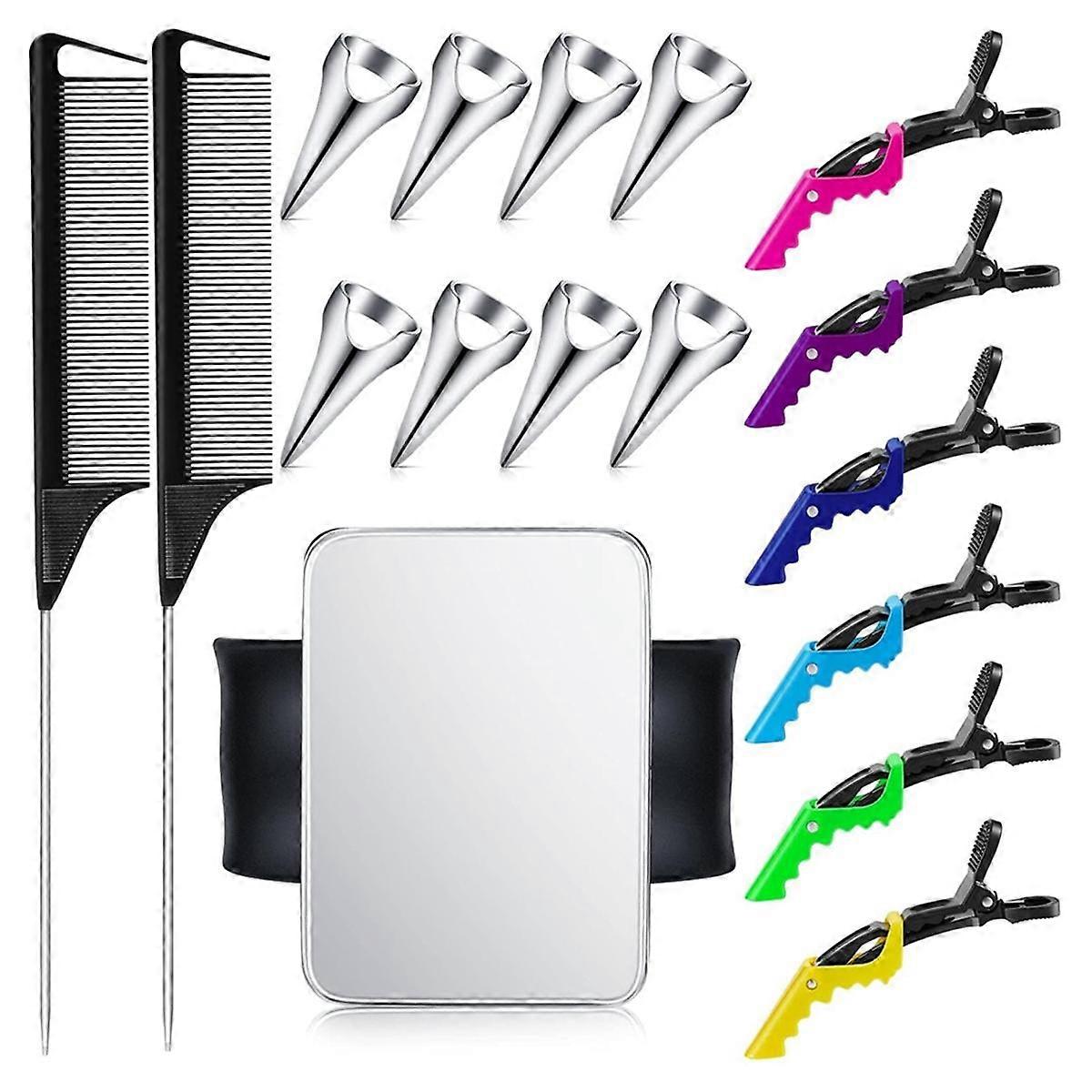 8 PCS Parting Ring Hair Selecting Ring 6 Hair Sectioning Styling Clips Hair Parting Tool 2 Rat Tail Braiding Combs