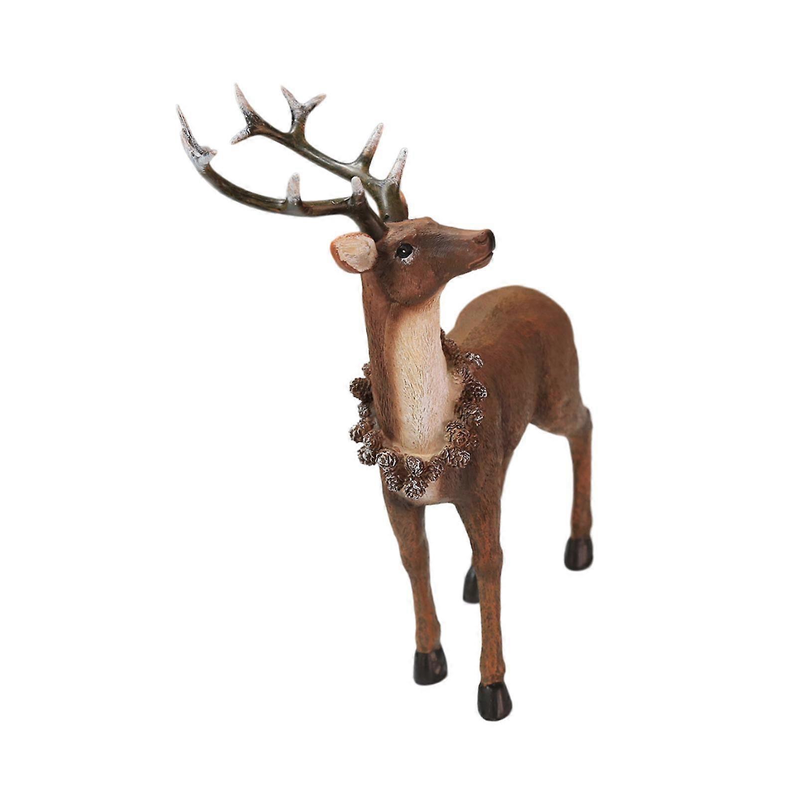 Figurine de renne Statue d’animal Figurine de cerf pour bureau chambre à coucher NightStand Standing